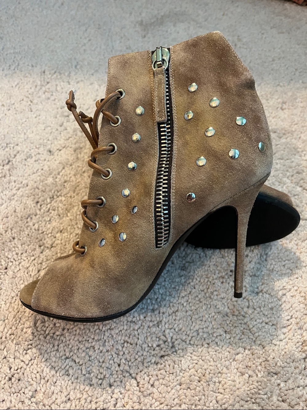 Giuseppe Zanotti High Heels Suede Ankle Bootie Studded Side Zip Laces EU 37/US 7 - Picture 4 of 16